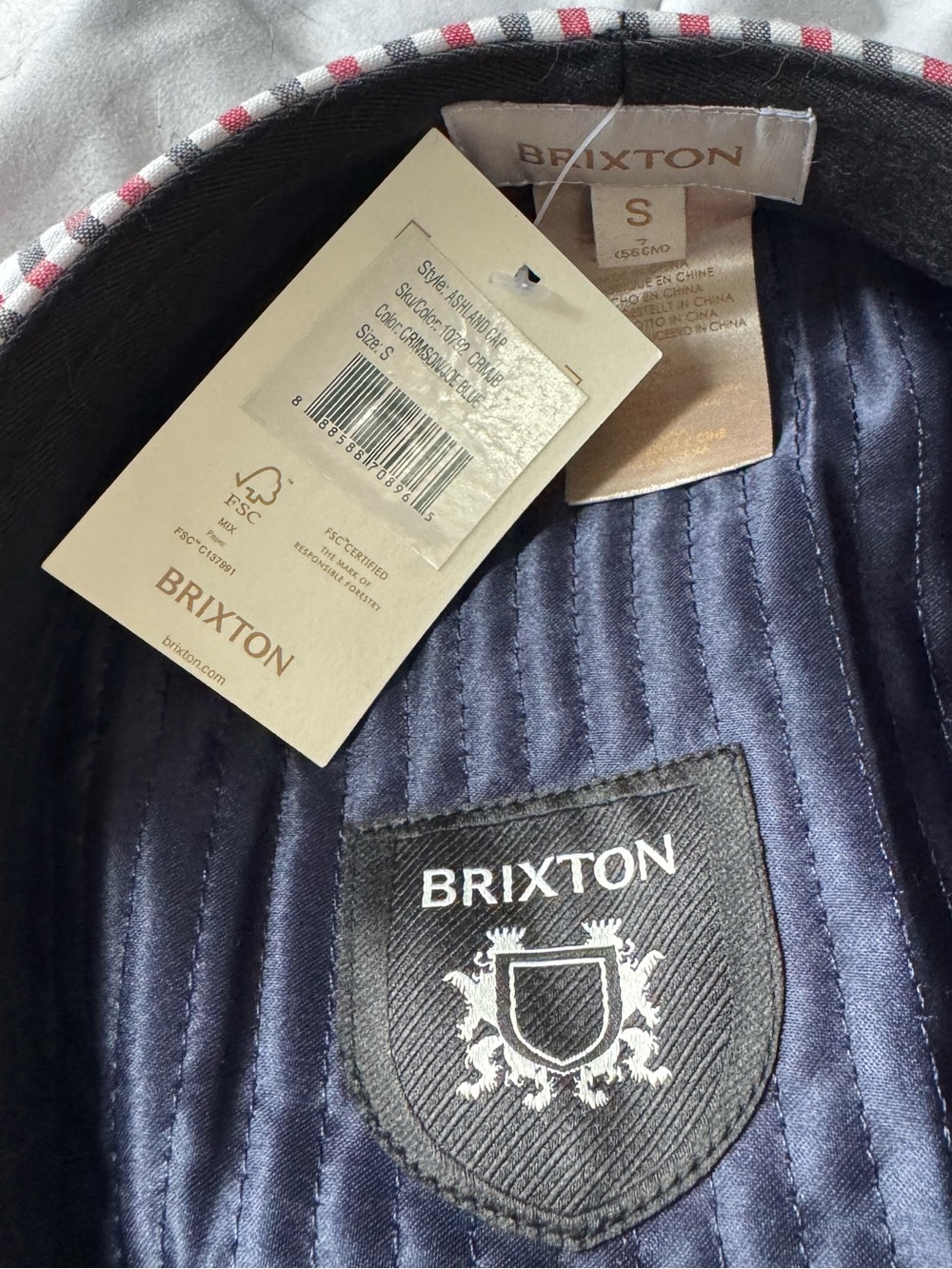 Brixton Striped Newsboy Cap in Red, Gray, White - Picture 4 of 4